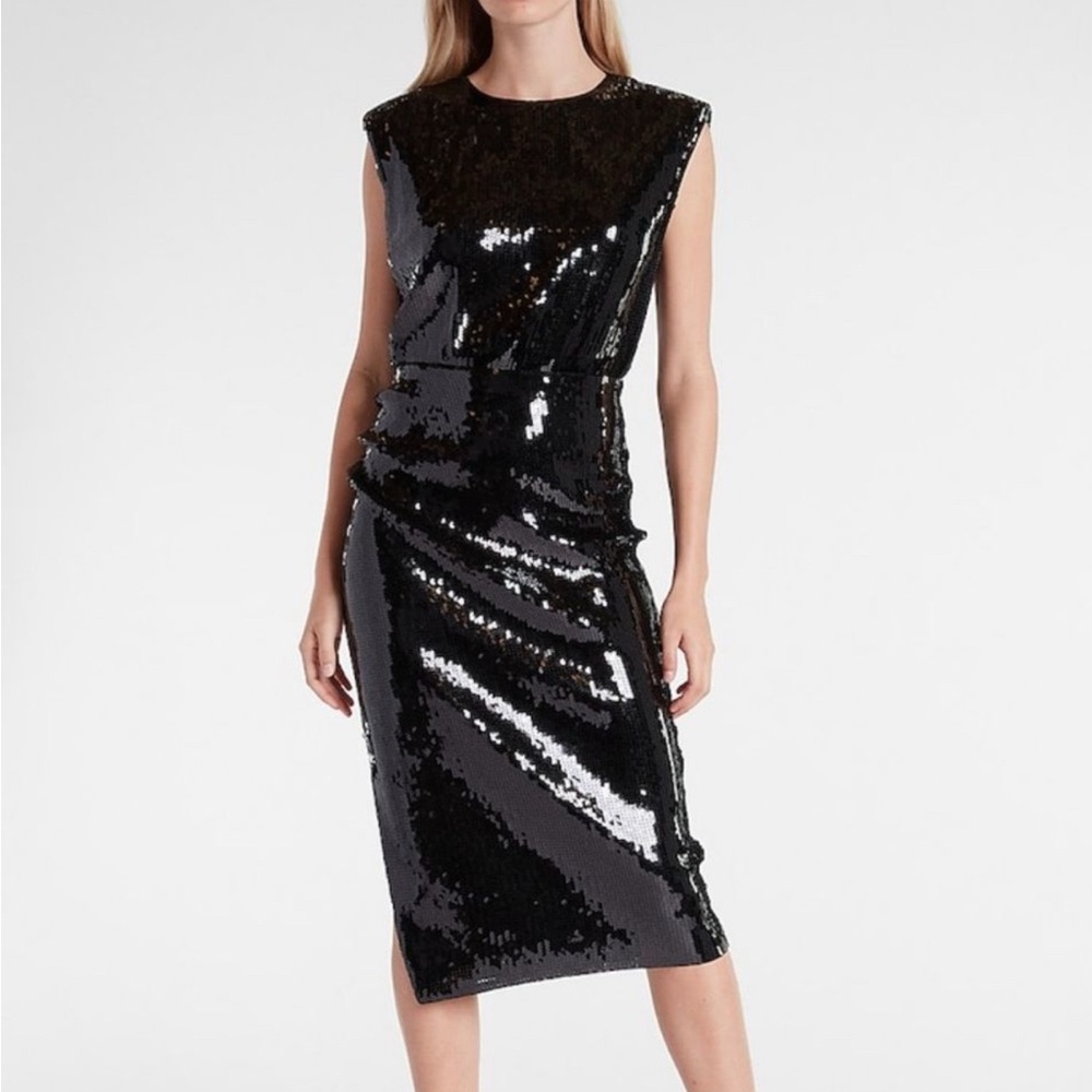 NWT Express black sequins midi dress. Size XS
